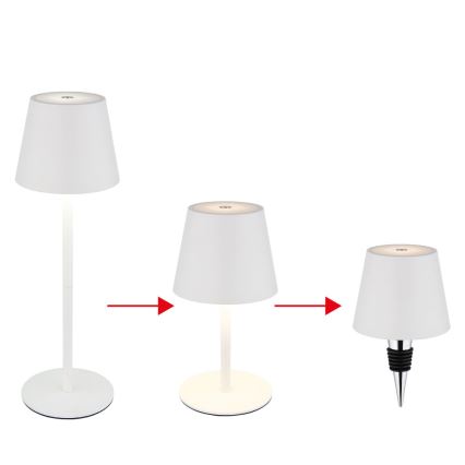 Globo - hämardatav puutejuhtimisega laetav välitingimustes kasutatav LED-laualamp 3-ühes LED/3W/5V 3000/4000/5000K IP54 1800 mAh valge