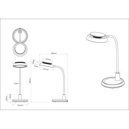 Globo - LED puutetundlik hämardatav laualamp LED/12W/230V 3000/4000/6500K valge