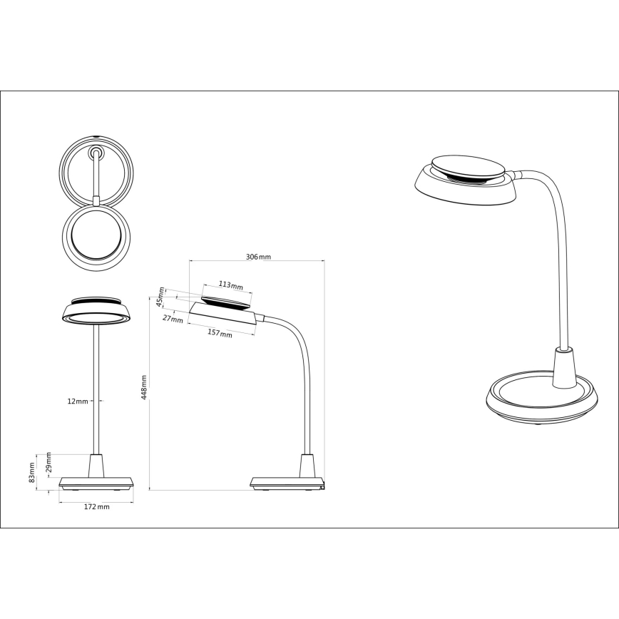 Globo - LED puutetundlik hämardatav laualamp LED/12W/230V 3000/4000/6500K valge