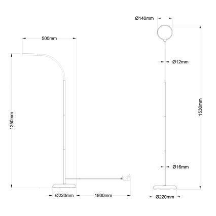 Globo - hämardatav puutetundlik LED-põrandalamp LED/8W/230V 2700K/4000K/6500K must