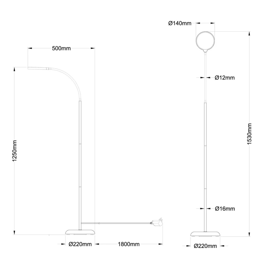 Globo - hämardatav puutetundlik LED-põrandalamp LED/8W/230V 2700K/4000K/6500K must