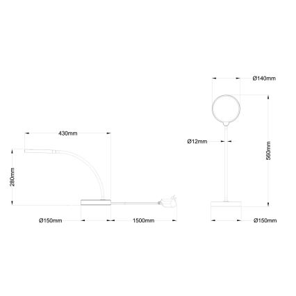 Globo - LED-hämardatav puutetundlik lauavalgusti LED/8W/230V 2700K/4000K/6500K must