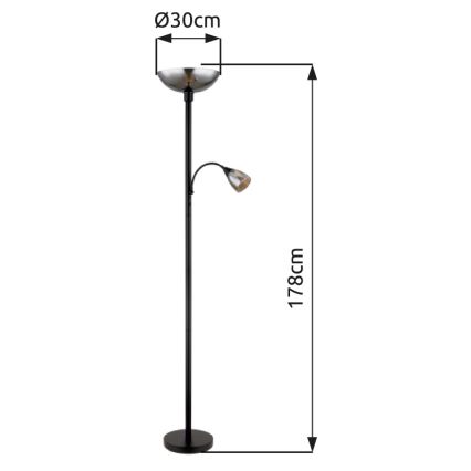 Globo - Põrandalamp 1xE27/60W/230V + 1xE14/40W
