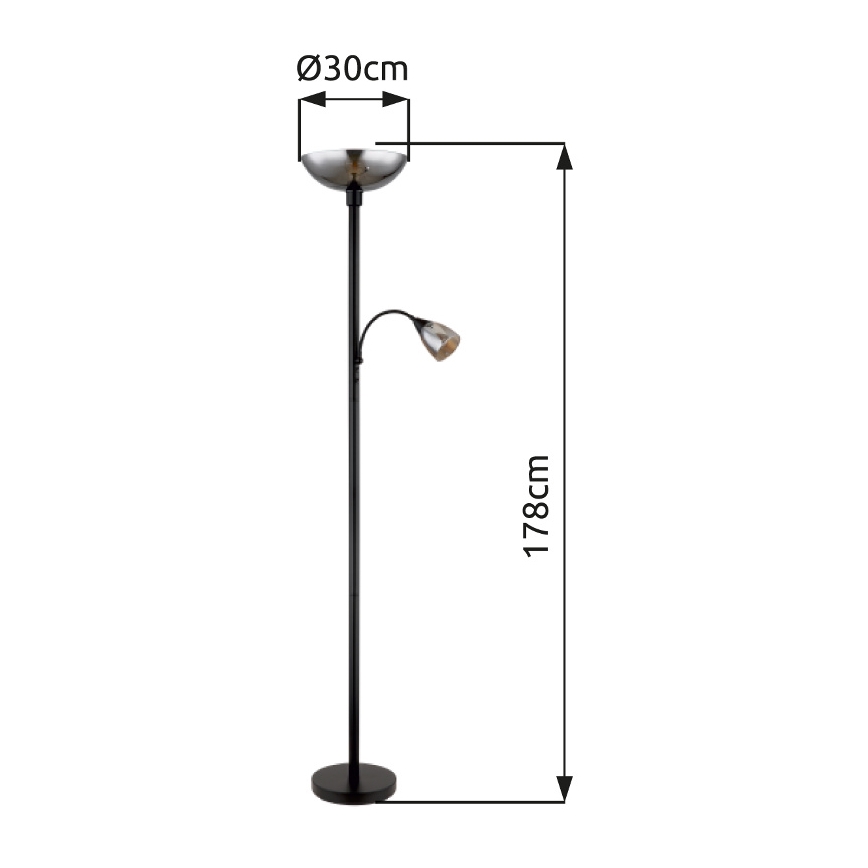 Globo - Põrandalamp 1xE27/60W/230V + 1xE14/40W