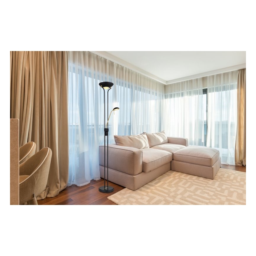 Globo - LED Hämardatav põrandalamp LED/20W/230V + LED/5,5W 3000K must/kuldne