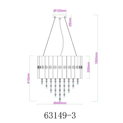 Globo - Lühter 3xE27/40W/230V d. 40 cm