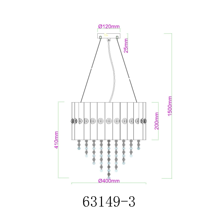 Globo - Lühter 3xE27/40W/230V d. 40 cm