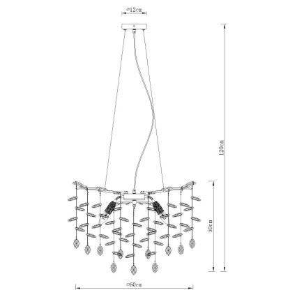 Globo - Ripplühter kaablil 8xE14/40W/230V hõbedane