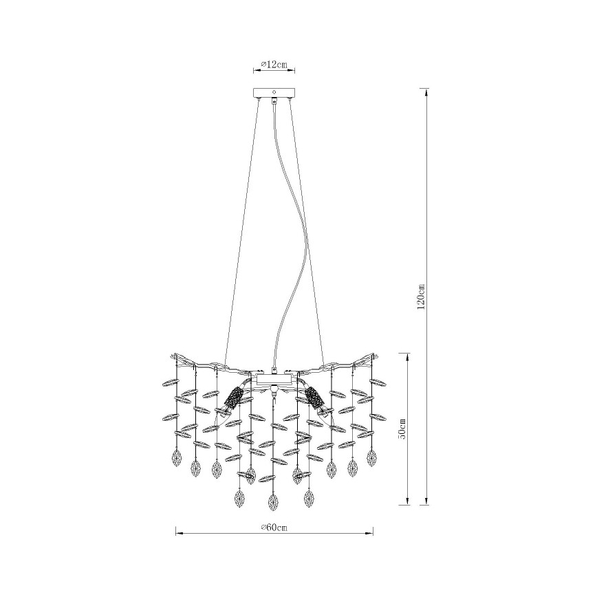 Globo - Ripplühter kaablil 8xE14/40W/230V hõbedane