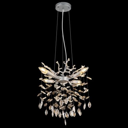 Globo - Hõbedane rippvalgusti trossil 4xE14/40W/230V