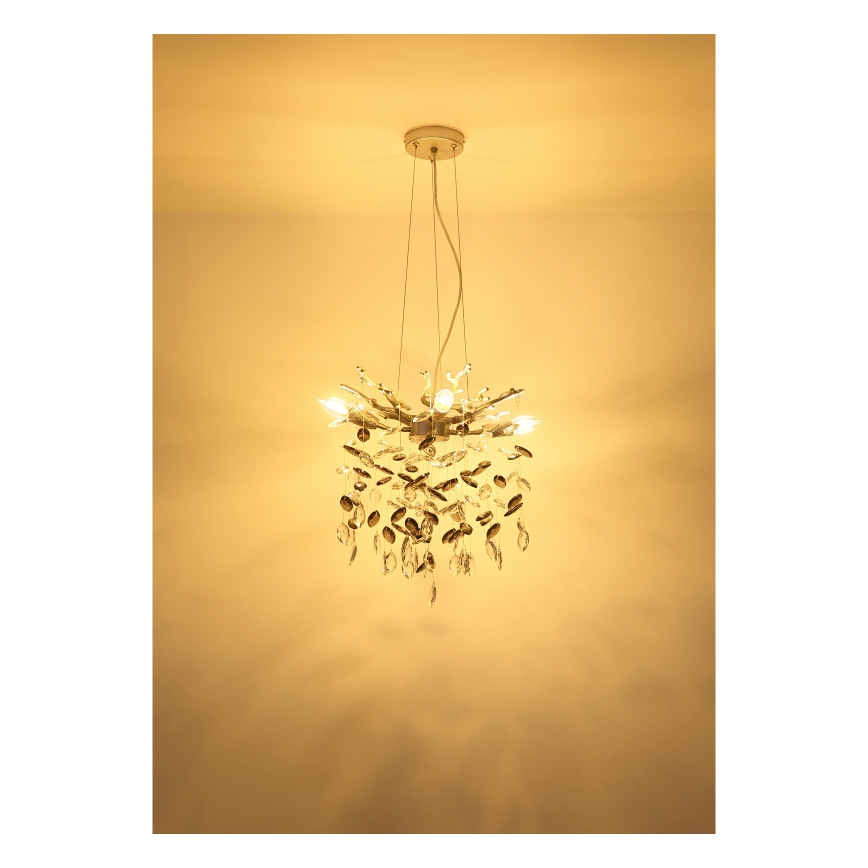 Globo - Hõbedane rippvalgusti trossil 4xE14/40W/230V