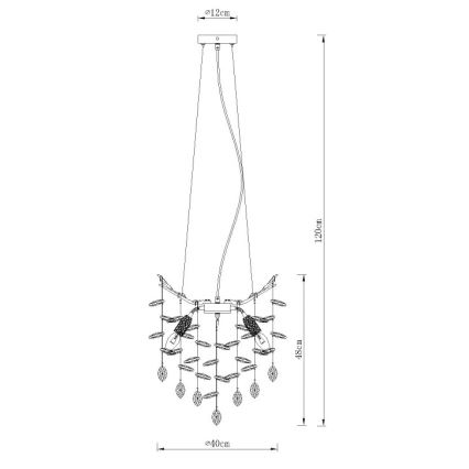 Globo - Hõbedane rippvalgusti trossil 4xE14/40W/230V