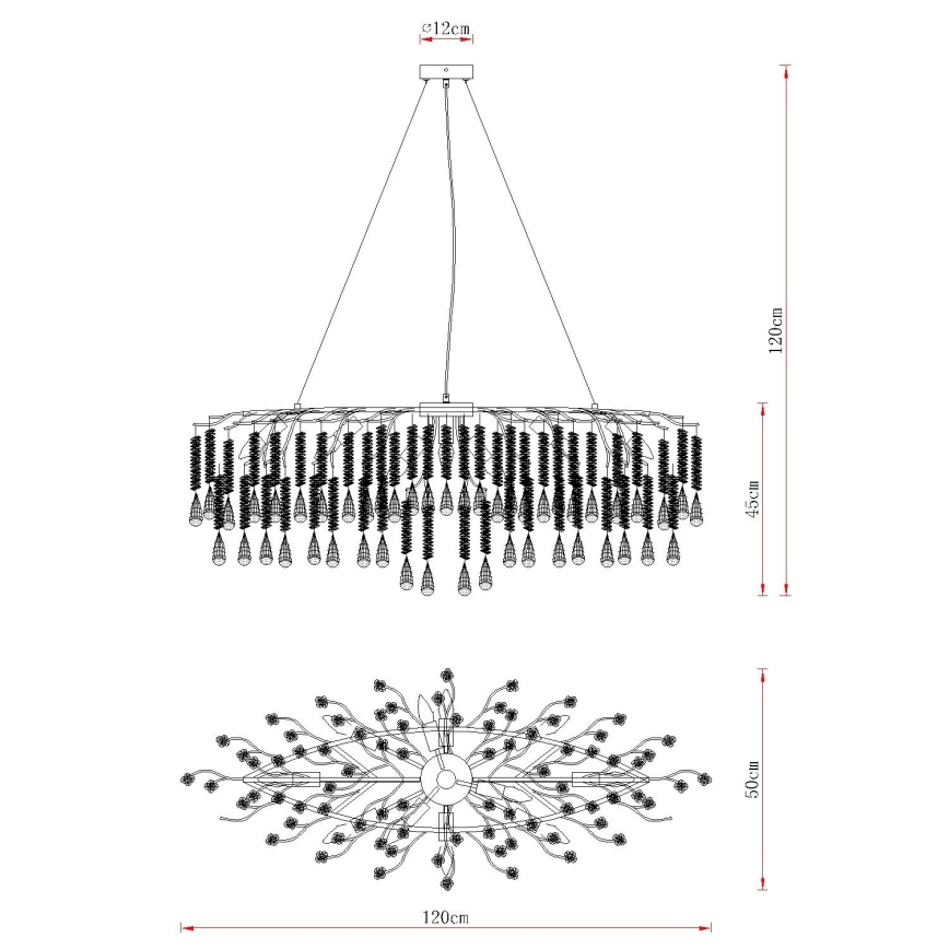 Globo - Ripplamp kaabliga 12xE14/40W/230V