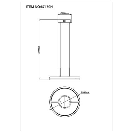 Globo - LED-rippvalgusti kaabliga, 40 W, 230 V, 3000/4000/6000 K, Ø 39,7 cm