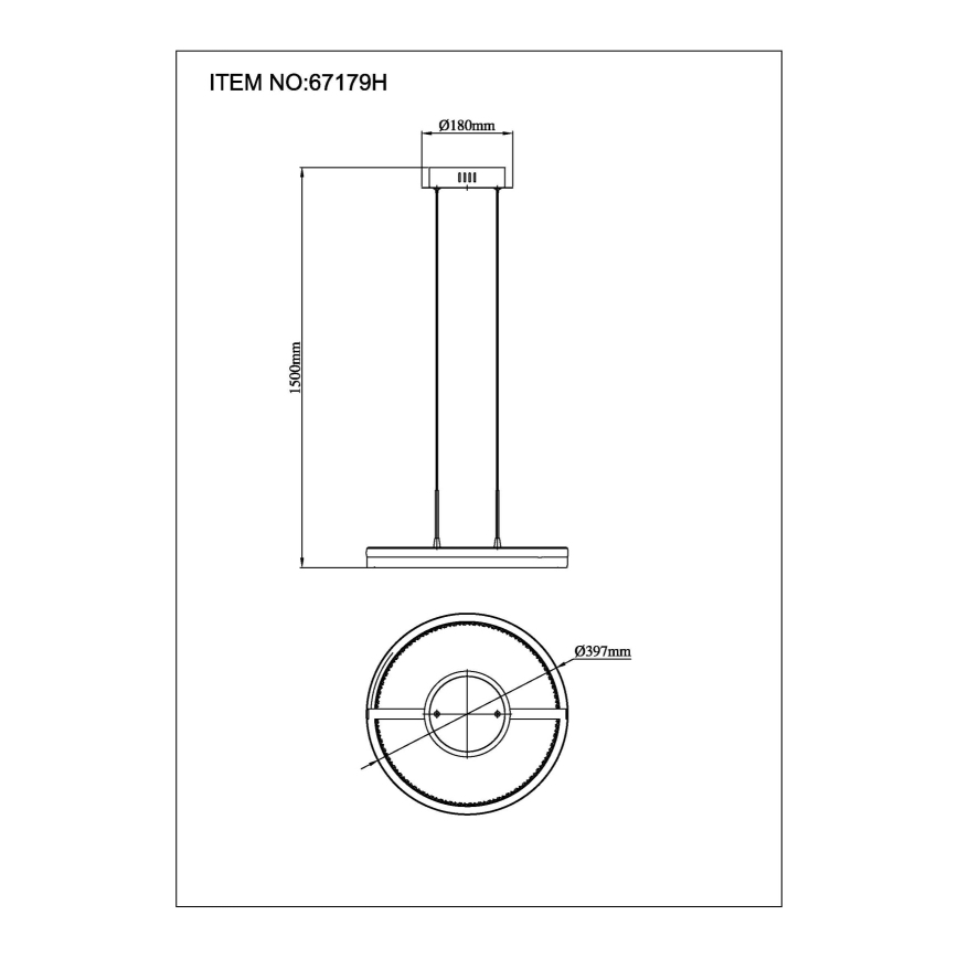 Globo - LED-rippvalgusti kaabliga, 40 W, 230 V, 3000/4000/6000 K, Ø 39,7 cm