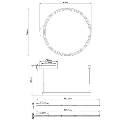 Globo - LED Hämardatav lühter LED/36W/230V 2700-6000K must + kaugjuhtimispult