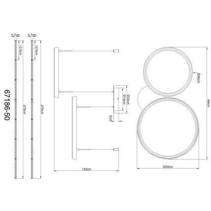 Globo - LED Hämardatav lühter LED/50W/230V 2700-6000K must + kaugjuhtimispult