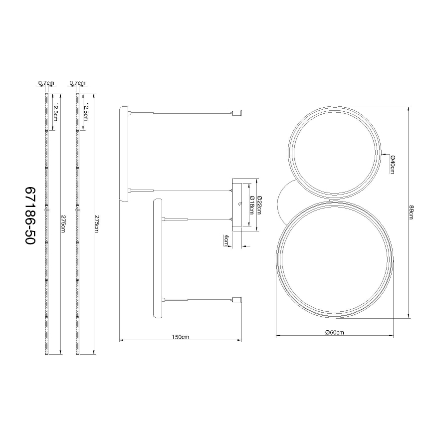 Globo - LED Hämardatav lühter LED/50W/230V 2700-6000K must + kaugjuhtimispult