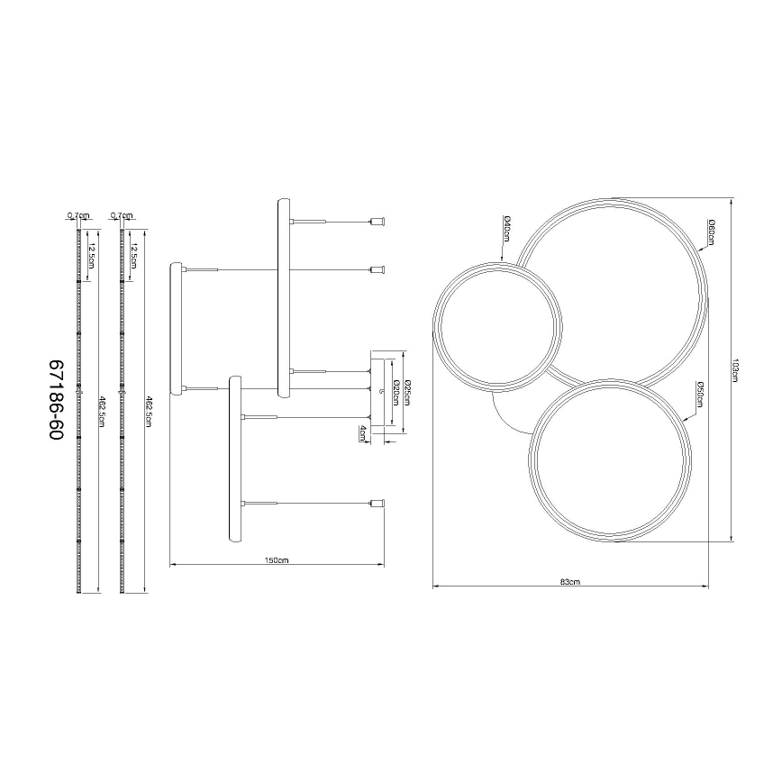 Globo - LED Hämardatav lühter LED/55W/230V 2700-6000K must + kaugjuhtimispult