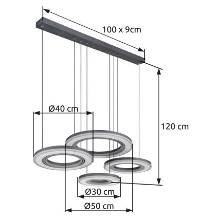 Globo - LED Hämardatav lühter LED/80W/230V 2700-6000K must + kaugjuhtimispult