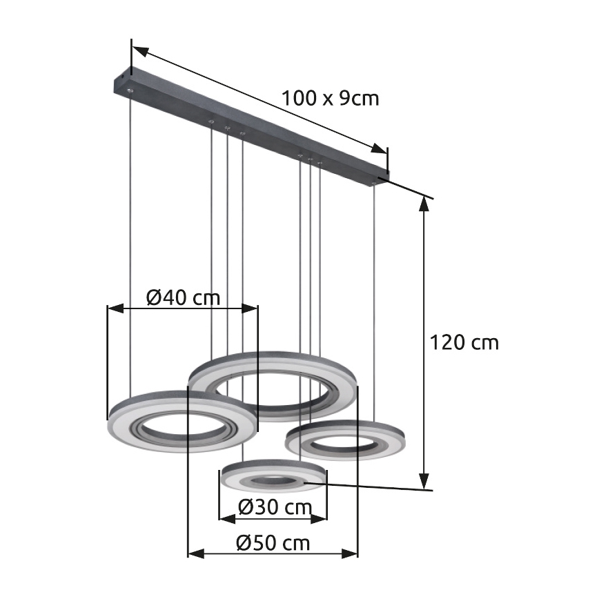 Globo - LED Hämardatav lühter LED/80W/230V 2700-6000K must + kaugjuhtimispult