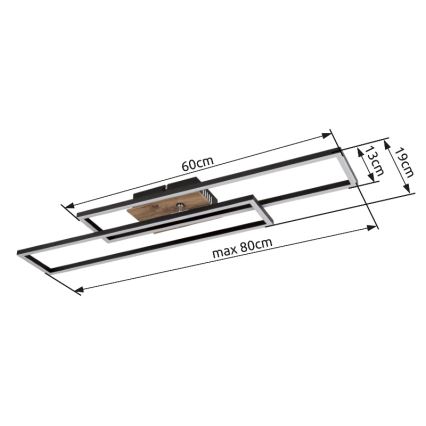 Globo - LED Laevalgusti LED/30W/230V 3000K 60x80 cm must