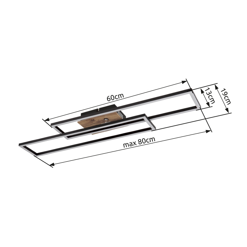 Globo - LED Laevalgusti LED/30W/230V 3000K 60x80 cm must
