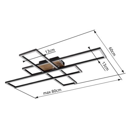 Globo - LED Laevalgusti LED/40W/230V 3000K 60x80 cm must