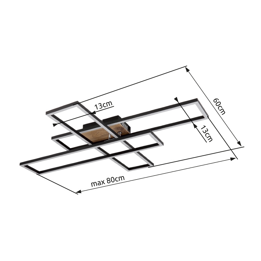 Globo - LED Laevalgusti LED/40W/230V 3000K 60x80 cm must