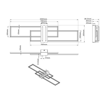 Globo - LED Laevalgusti LED/40W/230V 3000K 25x100 cm must