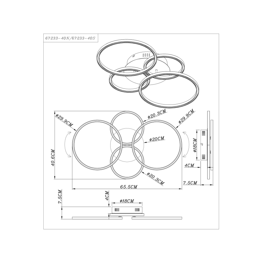Globo - LED Pinnale kinnitatav lühter LED/40W/230V