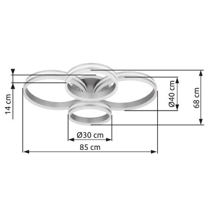 Globo - LED Hämardatav laevalgusti LED/90W/230V 2700-6000K 68x85 cm + kaugjuhtimispult
