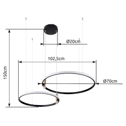 Globo - LED Hämardatav lühter LED/55W/230V 2700-6000K must + kaugjuhtimispult