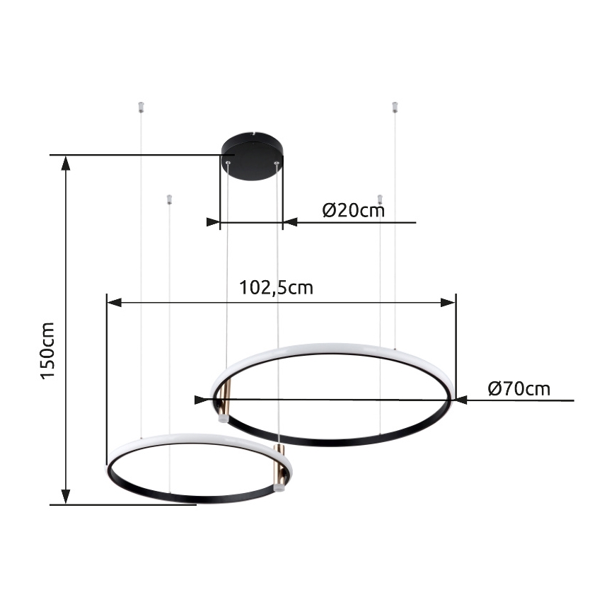 Globo - LED Hämardatav lühter LED/55W/230V 2700-6000K must + kaugjuhtimispult