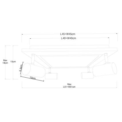 Globo - LED Kohtvalgusti 4xGU10/5W/230V + LED/24W/230V