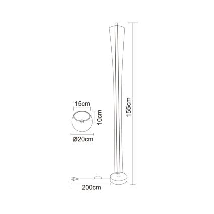 Globo - LED-põrandalamp, 48 W, 230 V, 2700/4000/6000 K