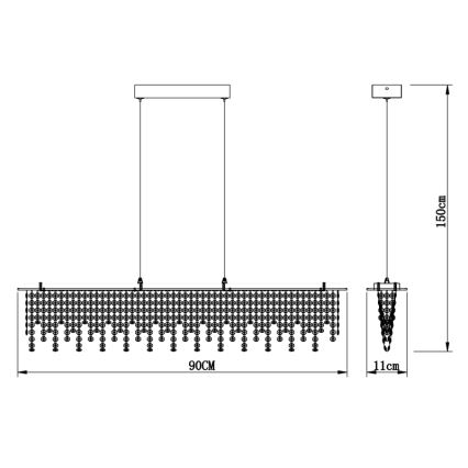 Globo - LED Hämardatav kristall Lühter nööril LED/24W/230V 3000-6000K + kaugjuhtimispult