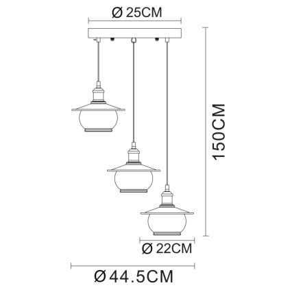 Globo - Rippvalgusti 3xE27/60W/230V