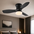 Globo - Hämardatav laeventilaator LED/15W/230V 2700-6500K must + kaugjuhtimispult
