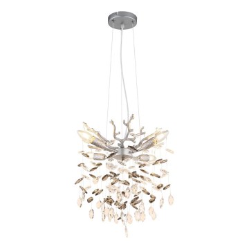 Globo - Hõbedane rippvalgusti trossil 4xE14/40W/230V