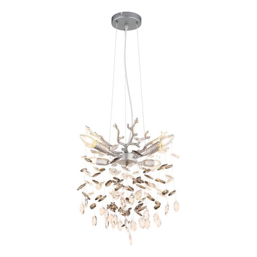 Globo - Hõbedane rippvalgusti trossil 4xE14/40W/230V