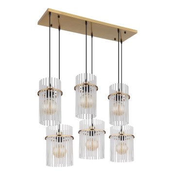 Globo - Kuldne ripplühter kaabliga 6xE27/60W/230V