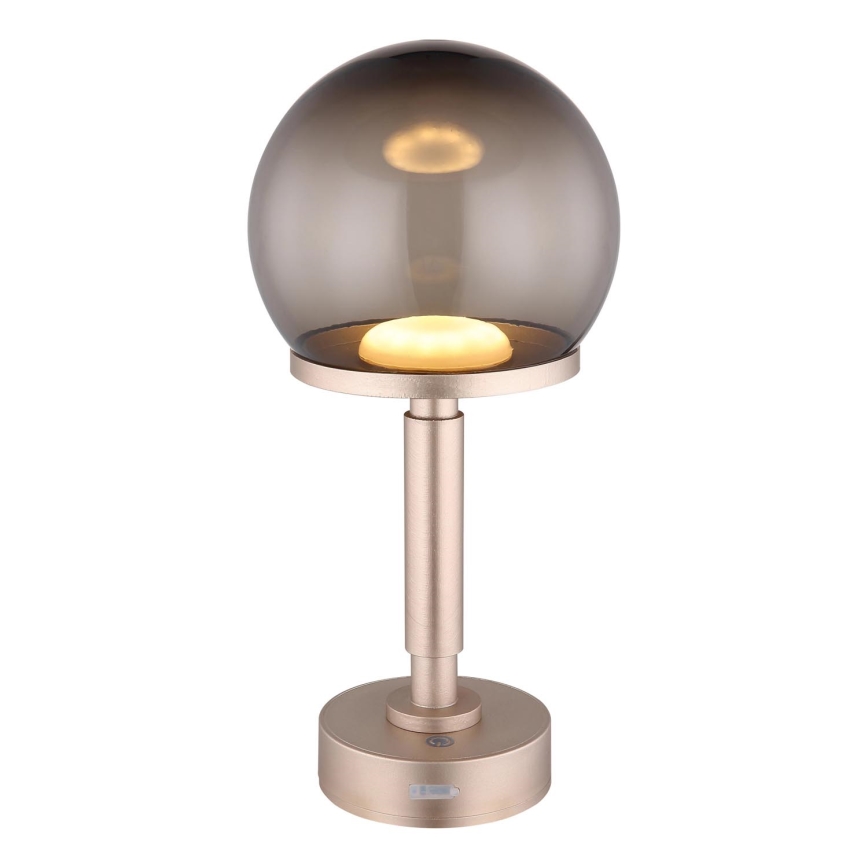Globo - LED Hämardatav laetav puutetundlik laualamp LED/2,5W/5V 1800mAh 2700/4000/6500K Roosa kuldne