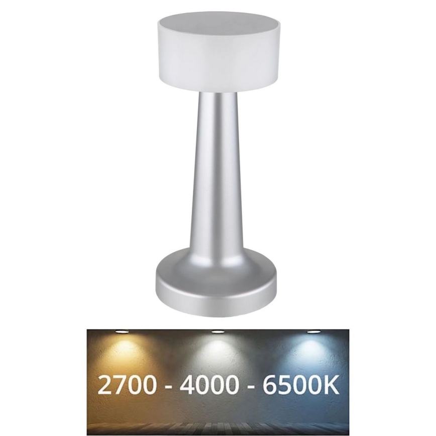 Globo - LED Hämardatav puutetundlik laualamp LED/1W/3,7V 2700K/4000K/6500K 800 mAh USB matt kroom