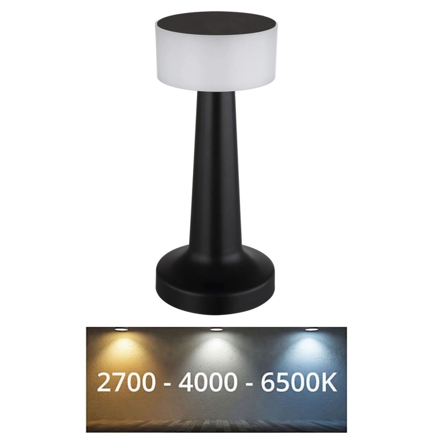 Globo - LED Hämardatav puutetundlik laualamp LED/1W/3,7V 2700K/4000K/6500K 800 mAh USB must