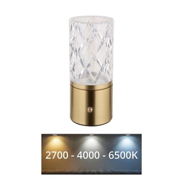 Globo - LED Hämardatav puutetundlik laualamp LED/2,5W/3,7V 2700K/4000K/6500K 1800mAh USB kuldne
