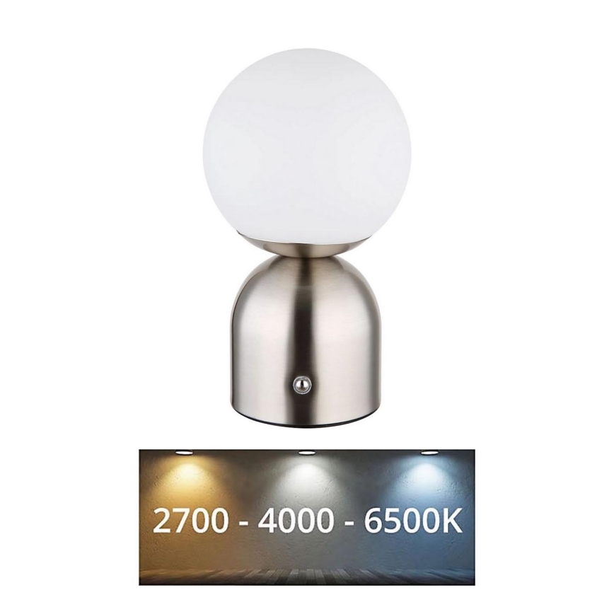 Globo - LED Hämardatav puutetundlik laualamp LED/2,5W/3,7V 2700K/4000K/6500K 1800mAh USB matt kroom