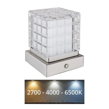 Globo - LED Hämardatav puutetundlik laualamp LED/2,5W/3,7V 2700K/4000K/6500K 1800mAh USB matt kroom