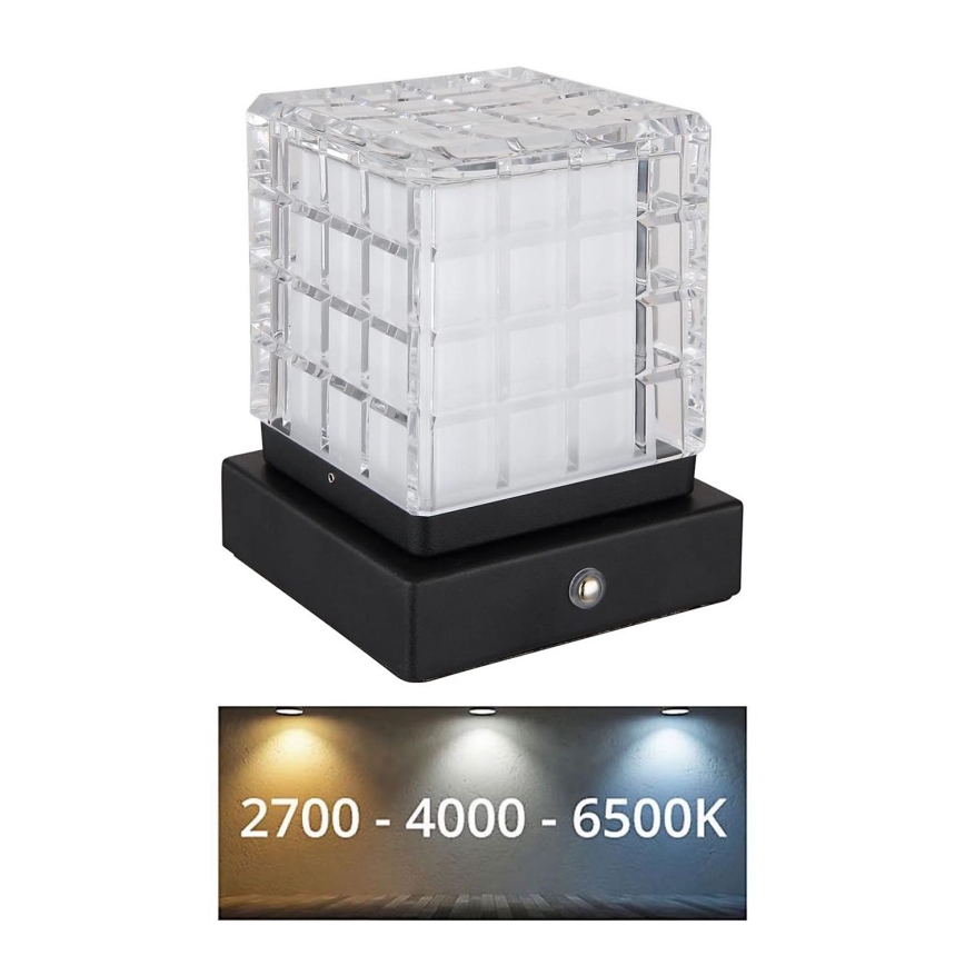 Globo - LED Hämardatav puutetundlik laualamp LED/2,5W/3,7V 2700K/4000K/6500K 1800mAh USB must
