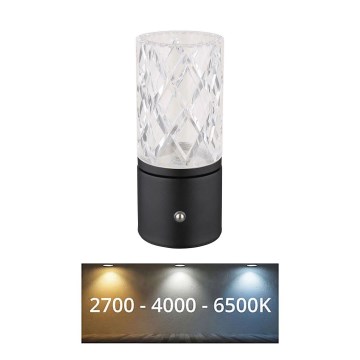 Globo - LED Hämardatav puutetundlik laualamp LED/2,5W/3,7V 2700K/4000K/6500K 1800mAh USB must